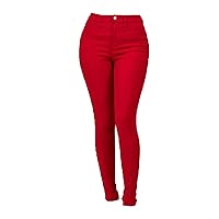 Women's Jean Look Stretchy Jeggings Solid Color High Waist Legging Plus Size Slim Fit Skinny Jeans Pencil Pants Pocket