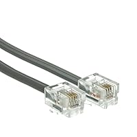 50 feet Telephone Cord (Data), RJ11 Gold Plated Connectors, 6P / 4C, Silver Satin, 28AWG, Straight, RJ11 Phone Cable