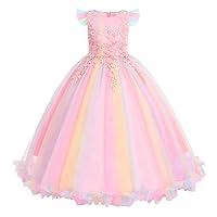 Flower Girls Lace Wedding Tulle Dress Pageant Embroidery Full Length Princess Communion Party Birthday Evening Gown