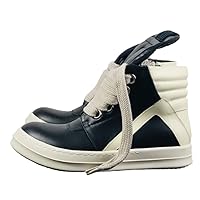 owen seak Men Women High-TOP Sneakers Casual Leather Ankle Motorcycle Boots Big Lace Up Zip Flats Fashion Black White Shoes