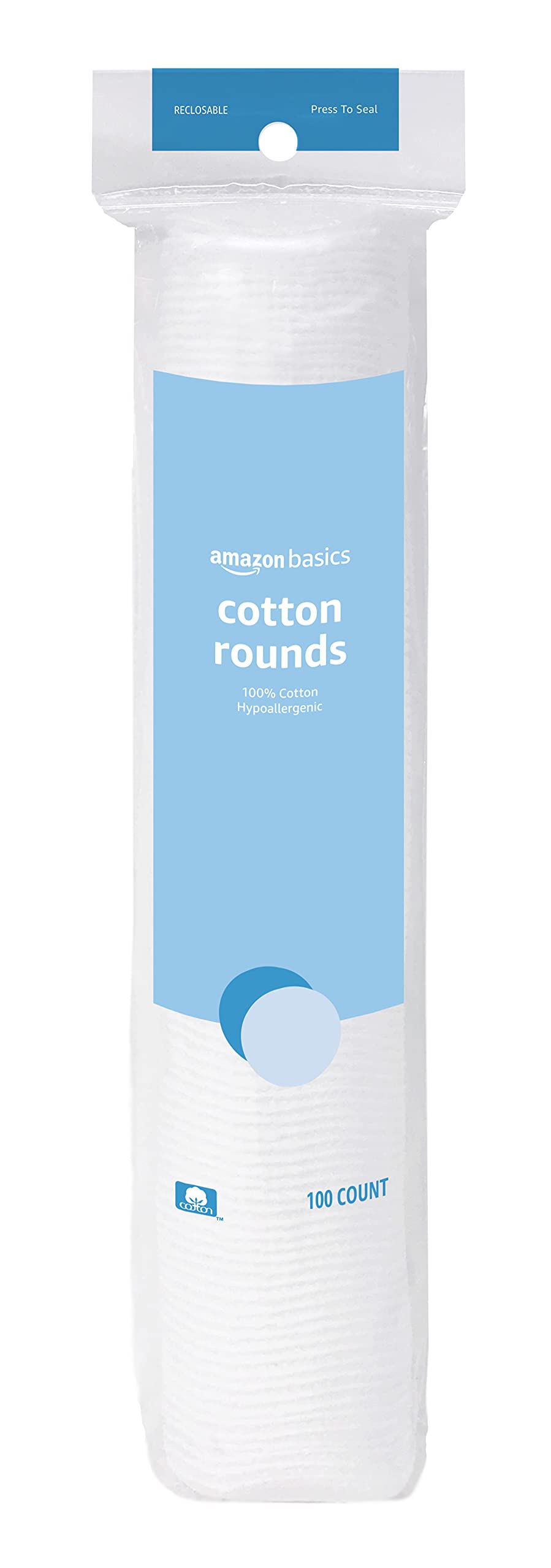 Amazon Basics Cotton Rounds, 600 Count (6 Packs of 100) (Previously Solimo)