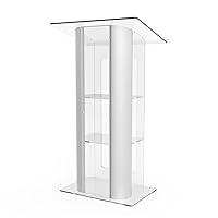 Brushed Stainless Steel Sides Pulpit Clear Acrylic Plexiglass Podium Curved Lectern 14307NEW