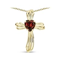 Solid 10k Gold Heart Shape 6mm Ribbed Cross Of Love Pendant Necklace
