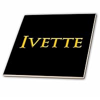 3dRose Ivette Chic Baby Girl Name in America. Yellow on Black Gift or Charm - Tiles (ct-376385-7)