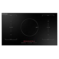 Empava 36 Inch Induction Hob Electric Cooktop, Flat Glass Top Stove with 5 Burners Bridge Function, Timer, Pause, Child Lock, Booster, Slider Level Control, Shutdown, Auto Pan Detection, Black