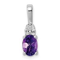 925 Sterling Silver Polished Prong set Open back Diamond and Amethyst Pendant Necklace Jewelry for Women