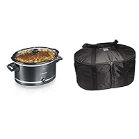 Hamilton Beach Slow Cooker with 3 Cooking Settings & Portable Slow Cooker Travel Bag