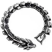 Mens Classic Titanium Steel Chain Link Bracelet with Dragon Shape Chain， for Men Women