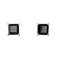 925 Sterling Silver Natural Black Spinel Gemstone Stud Earring, Square Design Earring, 925 Hallmarked Jewelry | Gifts For Women And Girls