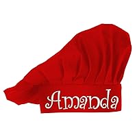 Personalized Embroidered Chef Hat with Custom Text or Name – Professional Quality, Ideal for Home Cooks, Professional Chefs, Cooking Classes – Choose Your Style & Color (Red)