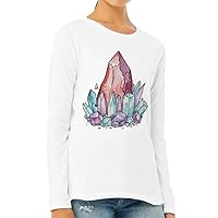 Cute Crystal Women's Long Sleeve T-Shirt - Printed Long Sleeve Tee - Illustration T-Shirt
