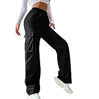 Cargo Pants Women Fashion Elastic Waist Joggers Wide Leg Loose Sweatpant Workout Baggy Lounge Pants with Pockets