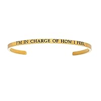 Intuitions Stainless Steel Yellow Finish i'm in Charge Of How I Feel Cuff Bangle
