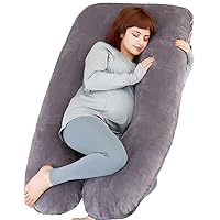 Pregnancy Pillow, U Shaped Full Body Pillow for Maternity Support, Sleeping Pillow with Cover for Pregnant Women (Grey)…