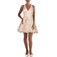 BLONDIE Womens Gold Spaghetti Strap Short Fit + Flare Party Dress Juniors 9