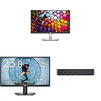 Dell S2421HS Full HD 1920 x 1080, 24-Inch, Silver & 24 inch Monitor FHD (1920 x 1080) 16:9 Ratio with Comfortview (TUV-Certified), Black & USB 3.0 Ultra HD/4K Triple Display Docking Station, Black
