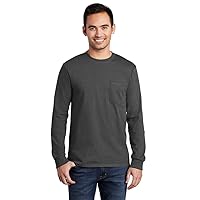 Port & Company Men's Long Sleeve Essential T Shirt with Pocket