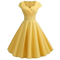 Spring Dresses for Women 2024 Women's Fashion Casual V-Neck Short Sleeve Solid Color Knee Length Dress