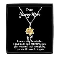 I'm Sorry Young Man Necklace Pardon Gift Meaningful Present For The Mistakes I Have Made Quote Pendant Jewelry Sterling Silver With Box