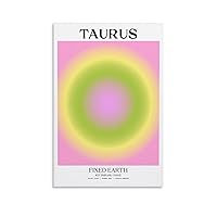 OZTERN Taurus Zodiac Print Gradient Aura Poster Taurus Art Poster Canvas Painting Wall Art Poster for Bedroom Living Room Decor 16x24inch(40x60cm) Unframe-style-1