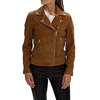 Women’s Brown Suede Leather Jacket Modern Asymmetric Stylish Autumn Wear Coat