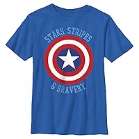 Marvel Avengers Classic Stars Stripes & Bravery Boy's Solid Crew Tee