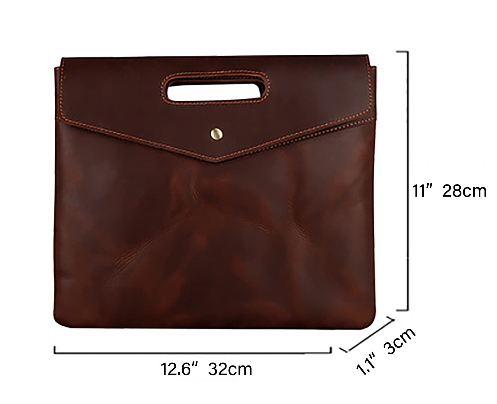 Leather Men's Briefcase Clutch Bag, Retro Business Envelope Bag, Men's Bag for Mac Book Air/Pro & Tablet, Document Bag