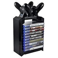 Game Disk Tower Vertical Stand for PS4 Dual Controller Charging Dock Station for Playstation 4 PRO Slim