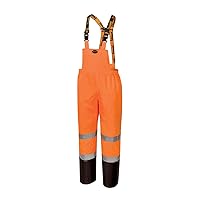 Ripstop High Visibility Bib Pant - Safety Rain Gear – Hi Vis, Waterproof, Reflective, Work Overalls for Men – Orange, Yellow/Green