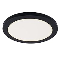 Westinghouse Lighting 6133400 Traditional One-Light, 12 Inch 22 Watt Dimmable LED Indoor Flush Mount Fixture with Color Temperature Selection, Black Finish, White Acrylic Shade