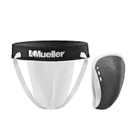 Sports Medicine Mueller Adult Athletic Supporter with Flex Shield Cup, Medium, White/Gray, 1 Count