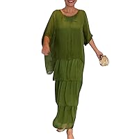 Women's Summer Dress T-Shirt Dress Short Sleeve Solid Long Dress Casual Flowy with Pockets Casual Dresses, S-2XL