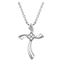 Sonia Jewels .03 Cttw Diamond Cross Crucifix Charm Pendant Chain Necklace 18