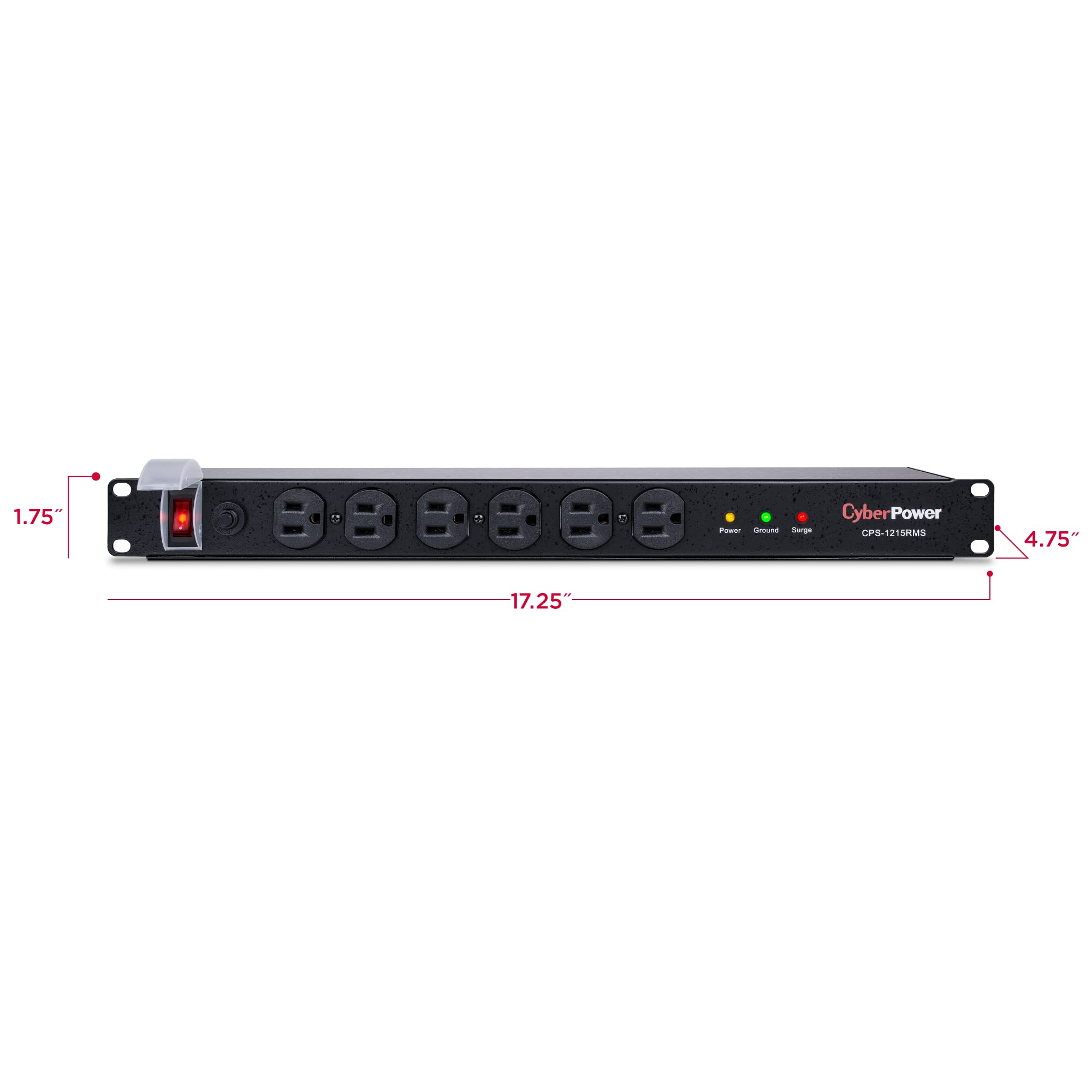 CyberPower CPS1215RMS Rackmount Surge Protector, 120V/15A, 12 Outlets, 15 ft Power Cord, 1U Rackmount