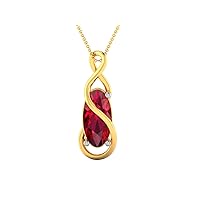 Knot Design With Oval Shape Lab Made Red Ruby 925 Sterling Silver Pendant Necklace with Link Chain 18