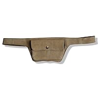 Unisex Leather Festival Belt | Suede, 2 pocket | playa wear, travel belt, belt bag for sports hiking travel bicycling, party purse, fanny pack, vendor belt, money belt (light brown)
