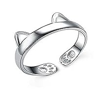 Ring Ring Ladies Stainless Steel Popular Couple Open Ring Adjustable Glitter Gift Free Size Present Engagement Ring Mother's Day Cat Ear Alloy Convenient and practical