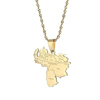 Venezuela Map With Cities Pendant Necklaces Silver Color/Gold Jewelry Venezuelan Jewellery