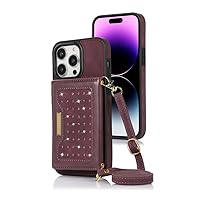 Long Lanyard Flip Leather Phone Case for iPhone 15 Pro Max 14 13 12 11 X XS XR Wallet Card Holder Cover,red,for iPhone 15 Pro Max