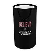Believe in Yourself Large Laundry Basket Freestanding Waterproof Laundry Hamper with Handle Storage Basket for Dorm Family