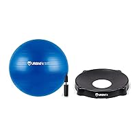 URBNFit Exercise Ball (Multiple Sizes) - Chair - Yoga Fitness Pilates Ball & Stability Base for Home Gym, Office, Pregnancy - Improve Balance, Core Strength & Posture Fitness - Exercise Equipment