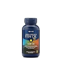 GNC Triple Strength Fish Oil Plus Krill Oil | Includes Krill Oil for Superior Omega-3 Absorption, Supports Heart, Brain, Skin, Eye, and Joint Health | 60 Softgels