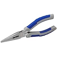 Premium 6IN Needle Nose Pliers with Side Cutter, Hard Carbon Steel Jaws, Paper Clamp Precision, Long Needle Nose Pliers for Electronics