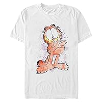 Nickelodeon Men's Big Garfield Watercolor T-Shirt, White, Large Tall