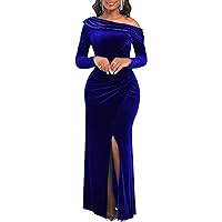 Women Formal Prom Gown Elegant Mermaid Maxi Dresses Sexy Bodycon Bell Bottom Long Sleeve Evening Party Dress with Zipper