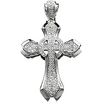 DTJEWELS 1.50 CT Round Cut VVS1 Diamond Men Women's Jesus Cross Charm Pendant Real 925 Sterling Silver