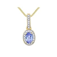 Rylos Yellow Gold Plated1 Silver Halo Designer Necklace: Gemstone & Diamond Pendant, 18