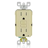 Leviton GFCI Outlet, 15 Amp, Self Test, Tamper-Resistant with LED Indicator Light, Protection from Electric Shock and Electrocution, GFTR1-I, Ivory