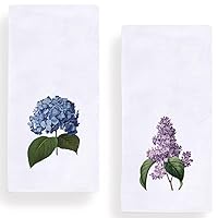 Watercolor Hydrangea Purple Lilacs Kitchen Dish Towel 18 x 28 Inch, Seasonal Spring Summer Flower Towels Dish Cloth for Cooking Baking Set of 2