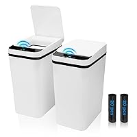 2 Pack Automatic Bathroom Trash Can with Lid & 40Pcs Trash Bags - Touchless Bathroom Trash Can, Motion Sensor Slim Garbage Bin, 3.2 Gal Electric Smart Waste Can for Bedroom Office Kitchen